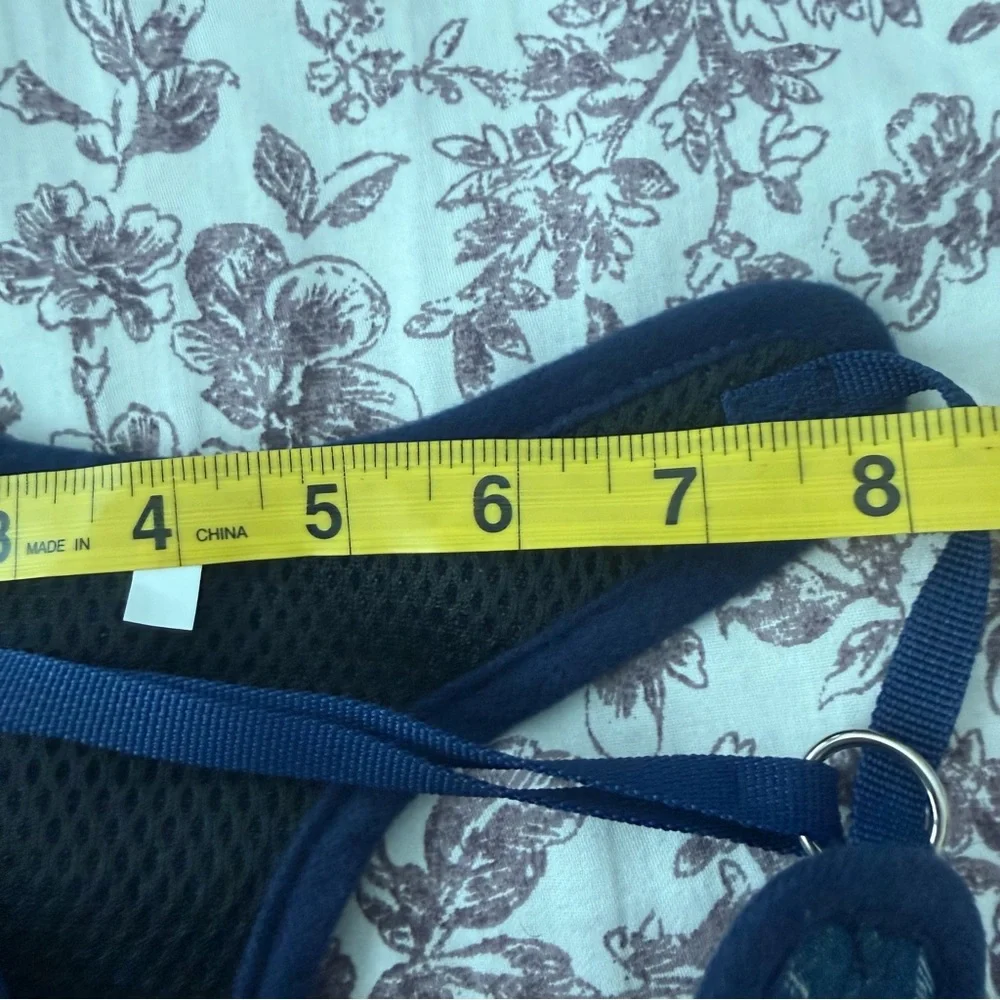 Designer-Style Blue Monogram Dog Harness and Leash Set